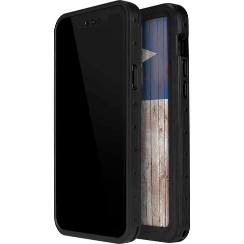 Texas Flag Dark Wood iPhone 15 Pro Waterproof Case